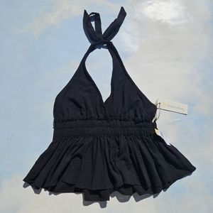 Beach Black Gauze Halter Top Beach Top Cute Black Haltwe Top Backless Top
